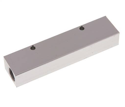 2xG 3/8'' x 4xG 1/8'' Bloque distribuidor de aluminio de una cara 16 barras
