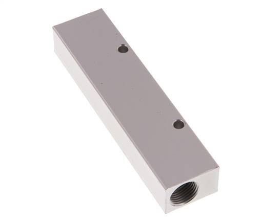 2xG 3/8'' x 4xG 1/8'' Bloque distribuidor de aluminio de una cara 16 barras