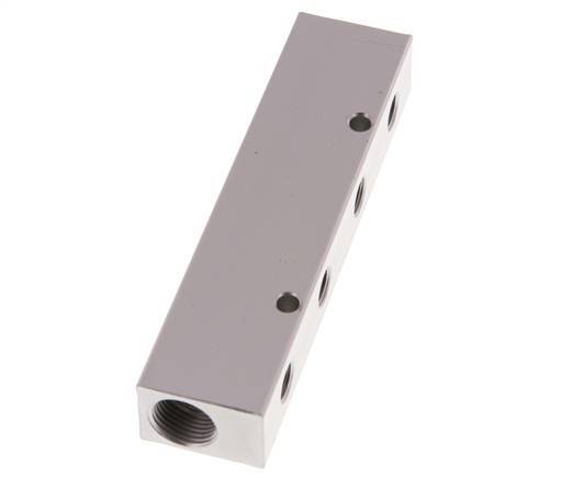 2xG 3/8'' x 4xG 1/8'' Bloque distribuidor de aluminio de una cara 16 barras