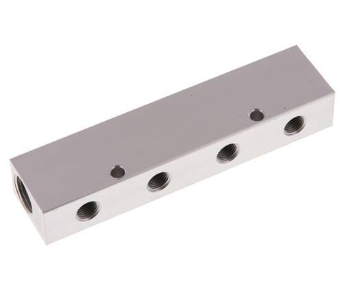 2xG 3/8'' x 4xG 1/8'' Bloque distribuidor de aluminio de una cara 16 barras