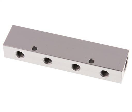 2xG 3/8'' x 4xG 1/8'' Bloque distribuidor de aluminio de una cara 16 barras