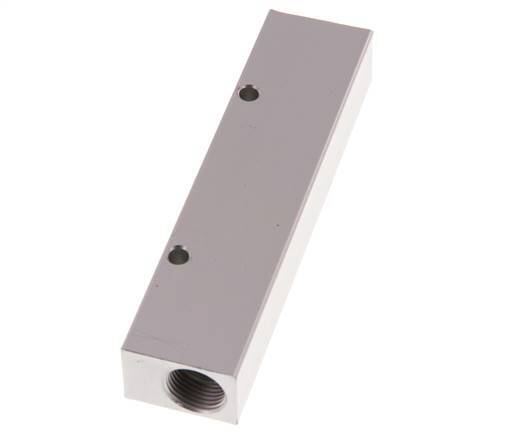 2xG 3/8'' x 4xG 1/8'' Bloque distribuidor de aluminio de una cara 16 barras