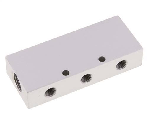 2xG 3/8'' x 6xG 1/8'' Bloque distribuidor de aluminio de doble cara de 16 barras