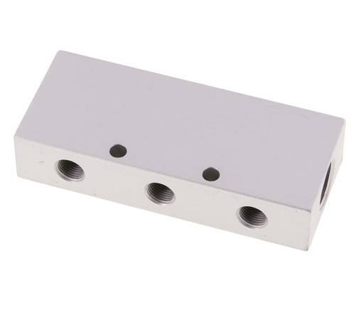 2xG 3/8'' x 6xG 1/8'' Bloque distribuidor de aluminio de doble cara de 16 barras