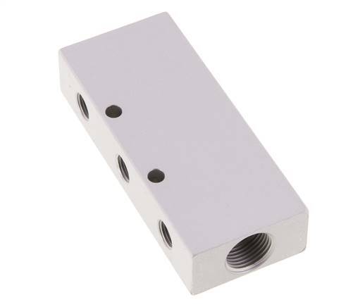 2xG 3/8'' x 6xG 1/8'' Bloque distribuidor de aluminio de doble cara de 16 barras