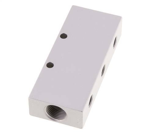 2xG 3/8'' x 6xG 1/8'' Bloque distribuidor de aluminio de doble cara de 16 barras