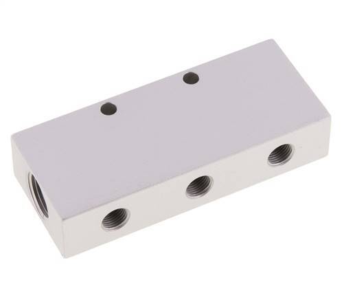 2xG 3/8'' x 6xG 1/8'' Bloque distribuidor de aluminio de doble cara de 16 barras