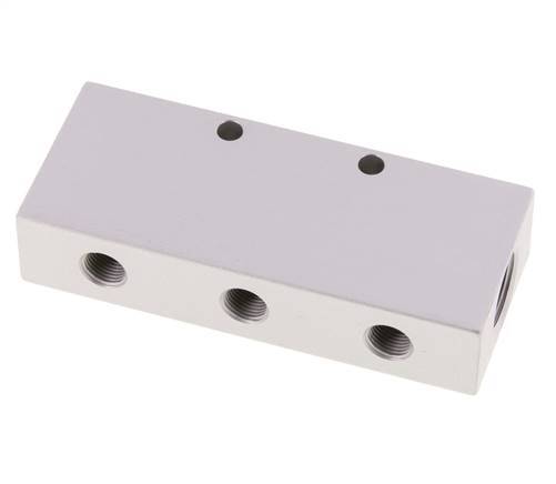 2xG 3/8'' x 6xG 1/8'' Bloque distribuidor de aluminio de doble cara de 16 barras