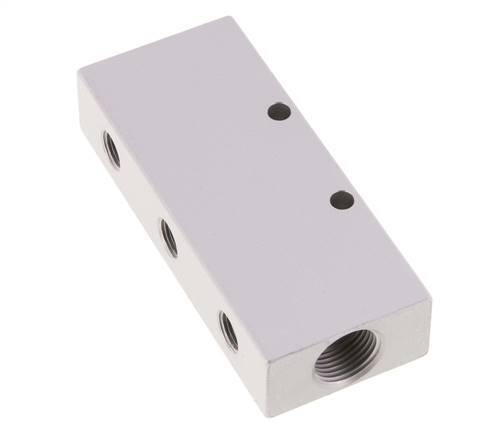 2xG 3/8'' x 6xG 1/8'' Bloque distribuidor de aluminio de doble cara de 16 barras