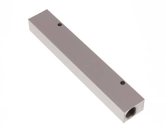 2xG 3/8'' x 6xG 1/8'' Bloque distribuidor de aluminio de una cara 16 barras