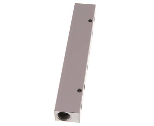 2xG 3/8'' x 6xG 1/8'' Bloque distribuidor de aluminio de una cara 16 barras