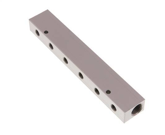 2xG 3/8'' x 6xG 1/8'' Bloque distribuidor de aluminio de una cara 16 barras