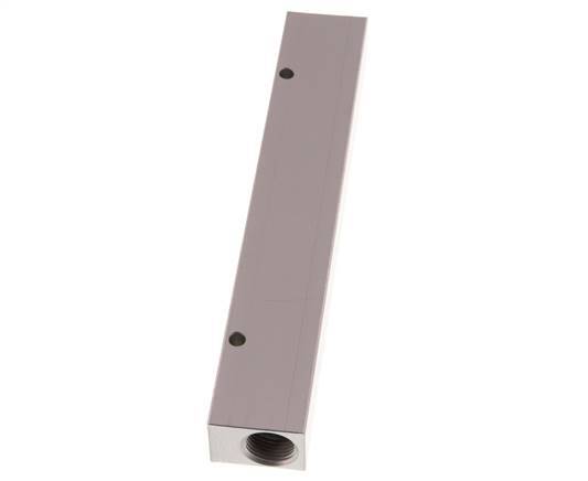 2xG 3/8'' x 6xG 1/8'' Bloque distribuidor de aluminio de una cara 16 barras