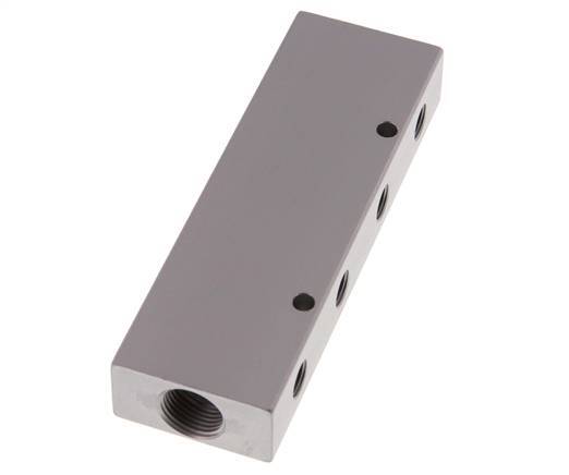 2xG 3/8'' x 8xG 1/8'' Bloque distribuidor de aluminio de doble cara de 16 barras