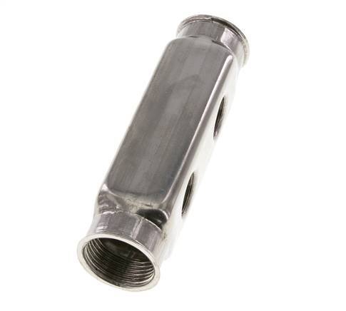 2xG 1'' x 4xG 1/2'' Bloque distribuidor de acero inoxidable de doble cara 10 Bar