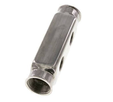 2xG 1'' x 4xG 1/2'' Bloque distribuidor de acero inoxidable de doble cara 10 Bar