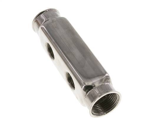 2xG 1'' x 4xG 1/2'' Bloque distribuidor de acero inoxidable de doble cara 10 Bar