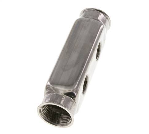 2xG 1'' x 4xG 1/2'' Bloque distribuidor de acero inoxidable de doble cara 10 Bar