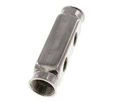 2xG 1'' x 4xG 1/2'' Bloque distribuidor de acero inoxidable de doble cara 10 Bar