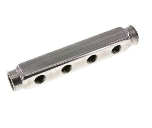 2xG 1'' x 4xG 1/2'' Bloque distribuidor de acero inoxidable de una cara 10 Bar