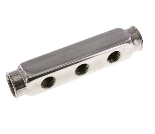 2xG 1'' x 6xG 1/2'' Bloque distribuidor de acero inoxidable de doble cara 10 Bar