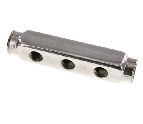 2xG 1'' x 6xG 1/2'' Bloque distribuidor de acero inoxidable de doble cara 10 Bar