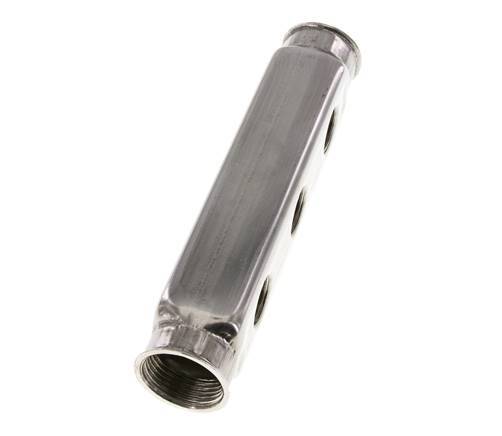 2xG 1'' x 6xG 1/2'' Bloque distribuidor de acero inoxidable de doble cara 10 Bar