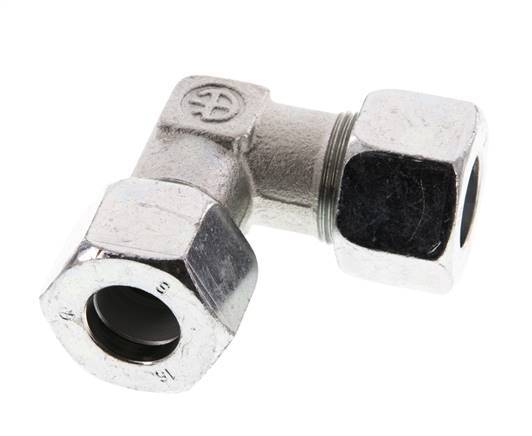 16S Acero zincado Codo de 90 grados Anillo de corte 400 Bar DIN 2353