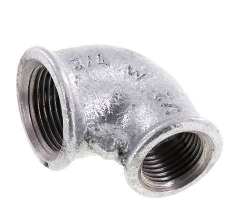 Rp 3/4'' x Rp 1/2'' Zinc plated Cast iron 90 deg Elbow Fitting 25 Bar [5 Pieces]
