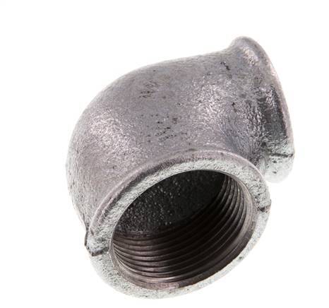 Rp 1 1/4'' x Rp 1'' Zinc plated Cast iron 90 deg Elbow Fitting 25 Bar [2 Pieces]