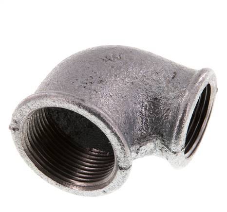 Rp 1 1/4'' x Rp 1'' Zinc plated Cast iron 90 deg Elbow Fitting 25 Bar [2 Pieces]