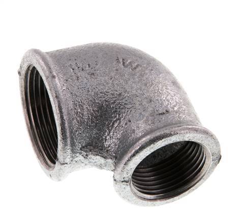 Rp 1 1/4'' x Rp 1'' Zinc plated Cast iron 90 deg Elbow Fitting 25 Bar [2 Pieces]
