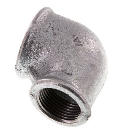 Rp 1 1/4'' x Rp 1'' Zinc plated Cast iron 90 deg Elbow Fitting 25 Bar [2 Pieces]