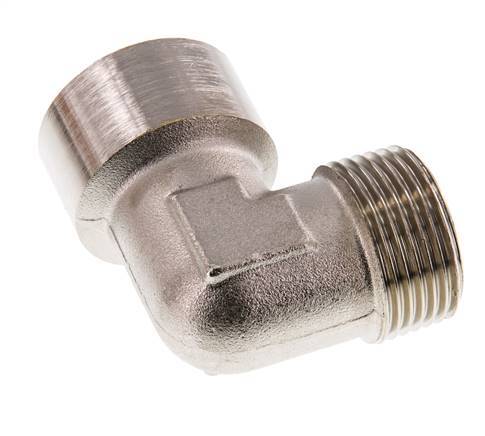 G 1'' x R 1'' F/M Codo de 90 grados de latón niquelado 16 Bar