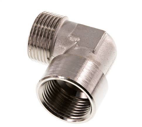G 1'' x R 1'' F/M Codo de 90 grados de latón niquelado 16 Bar