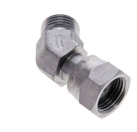 UN 11/16''-16 x UN 11/16''-16 F/M Codo de acero galvanizado de 45 grados ORFS 630 Bar - Hidráulico