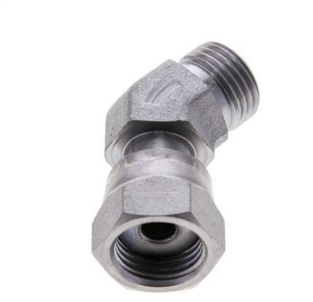 UN 11/16''-16 x UN 11/16''-16 F/M Codo de acero galvanizado de 45 grados ORFS 630 Bar - Hidráulico