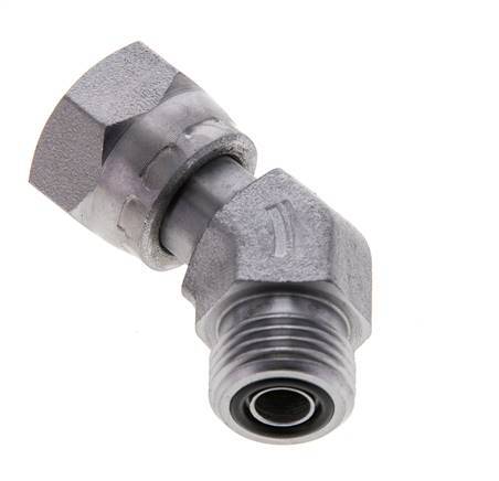 UN 11/16''-16 x UN 11/16''-16 F/M Codo de acero galvanizado de 45 grados ORFS 630 Bar - Hidráulico