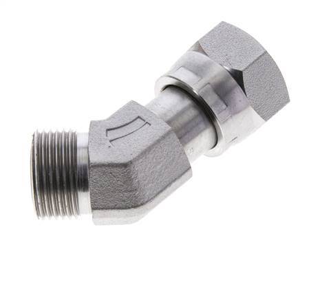 Codo de 45 grados de acero galvanizado UNS 1''-14 x UNS 1''-14 ORFS 400 Bar - Hidráulico