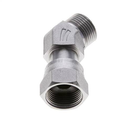 Codo de 45 grados de acero galvanizado UNS 1''-14 x UNS 1''-14 ORFS 400 Bar - Hidráulico