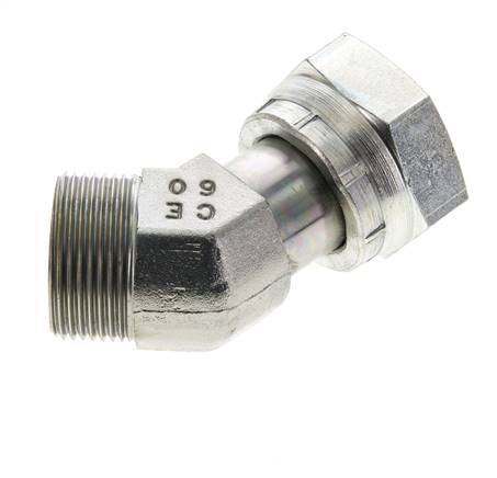 UN 1-7/16''-12 x UN 1-7/16''-12 F/M Codo de acero galvanizado de 45 grados ORFS 400 Bar - Hidráulico