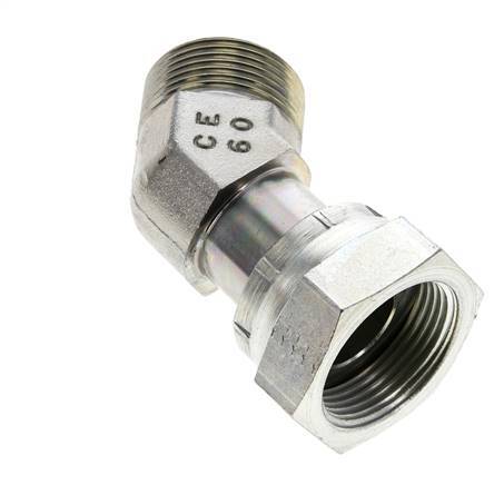 UN 1-7/16''-12 x UN 1-7/16''-12 F/M Codo de acero galvanizado de 45 grados ORFS 400 Bar - Hidráulico