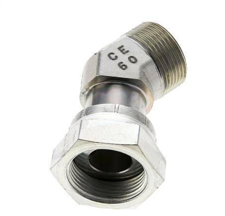 UN 1-7/16''-12 x UN 1-7/16''-12 F/M Codo de acero galvanizado de 45 grados ORFS 400 Bar - Hidráulico