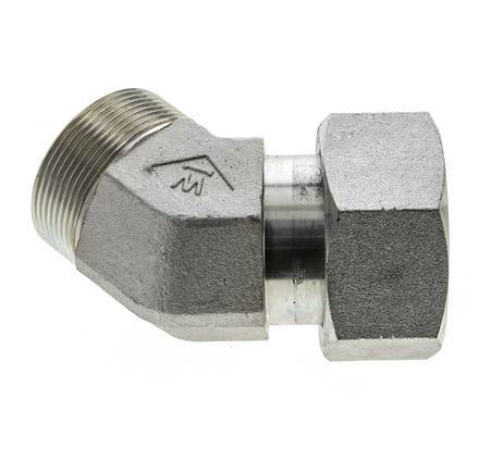 UN 2''-12 x UN 2''-12 F/M Codo de acero galvanizado de 45 grados ORFS 250 Bar - Hidráulico