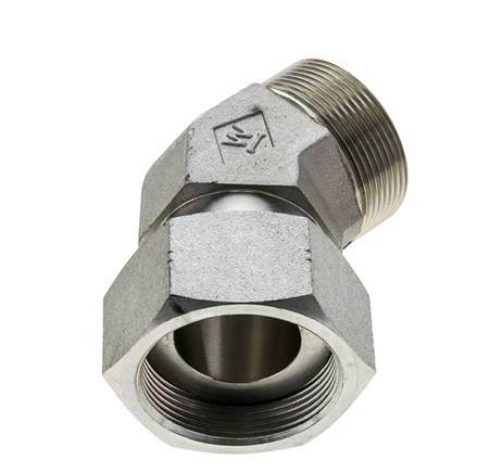 UN 2''-12 x UN 2''-12 F/M Codo de acero galvanizado de 45 grados ORFS 250 Bar - Hidráulico