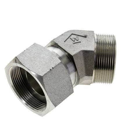 UN 2''-12 x UN 2''-12 F/M Codo de acero galvanizado de 45 grados ORFS 250 Bar - Hidráulico