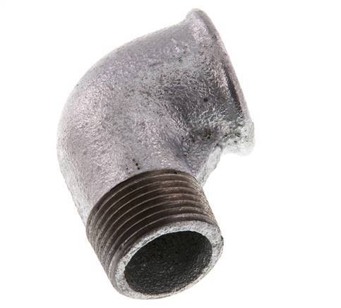 Rp 1'' x R 1'' F/M Zinc plated Cast iron 90 deg Elbow Fitting 25 Bar [2 Pieces]