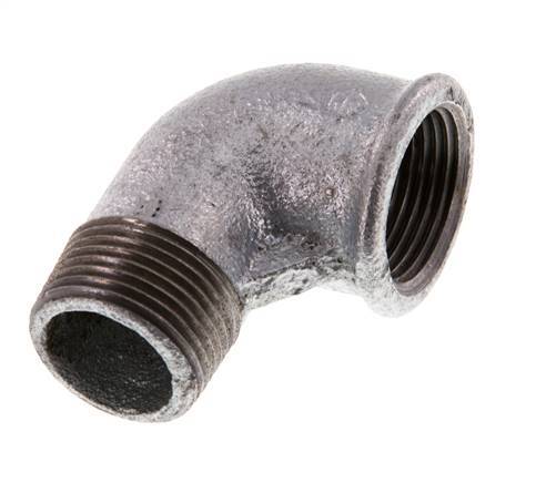 Rp 1'' x R 1'' F/M Zinc plated Cast iron 90 deg Elbow Fitting 25 Bar [2 Pieces]