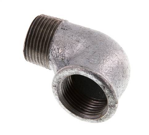 Rp 1'' x R 1'' F/M Zinc plated Cast iron 90 deg Elbow Fitting 25 Bar [2 Pieces]