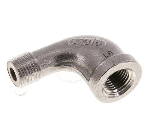 1/8'' NPT x 1/8'' NPT F/M Stainless steel 90 deg Elbow Fitting 16 Bar [2 Pieces]